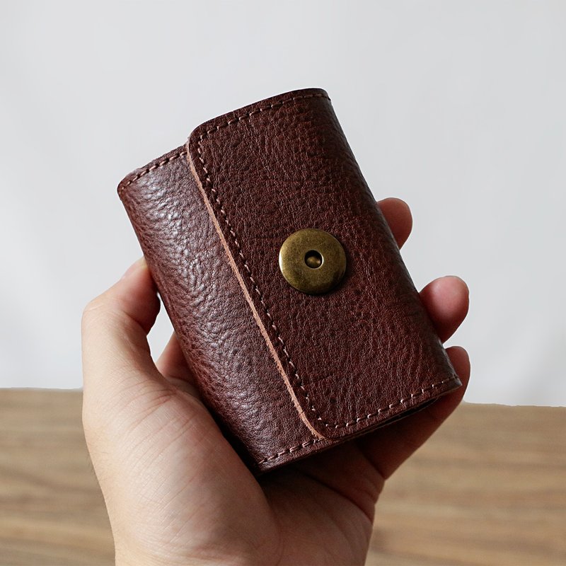 Cowhide accessory case, card case, business card holder, coffee color - ที่เก็บนามบัตร - หนังแท้ หลากหลายสี