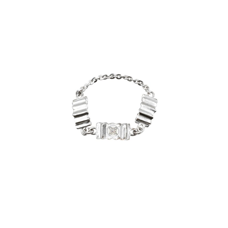 pleats chain Ring - 戒指 - 純銀 銀色