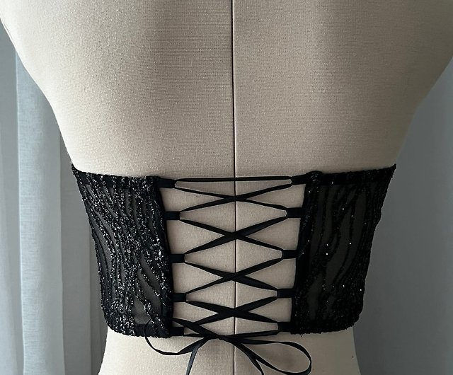Shiny underbust corset belt - Lace up corset - Adjustable corset