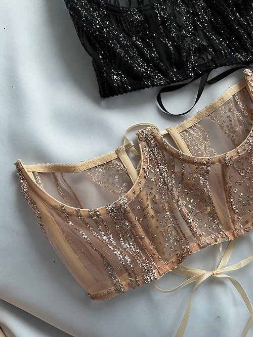 Shiny underbust corset belt - Lace up corset - Adjustable corset waist -  Bustier - Shop La Mia Ragazza Other - Pinkoi
