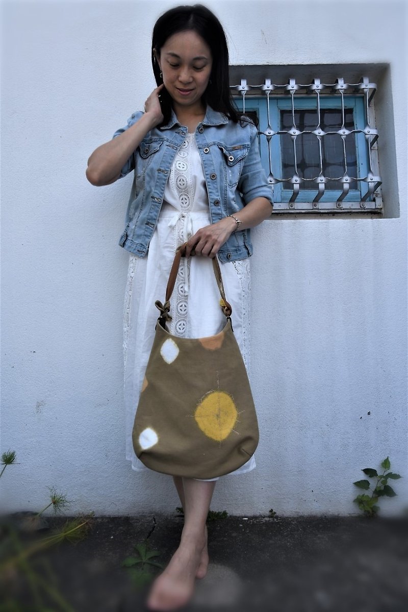 Autumn Light Shadow Olive Green Drop Bag Adjustable Length - Messenger Bags & Sling Bags - Cotton & Hemp Khaki
