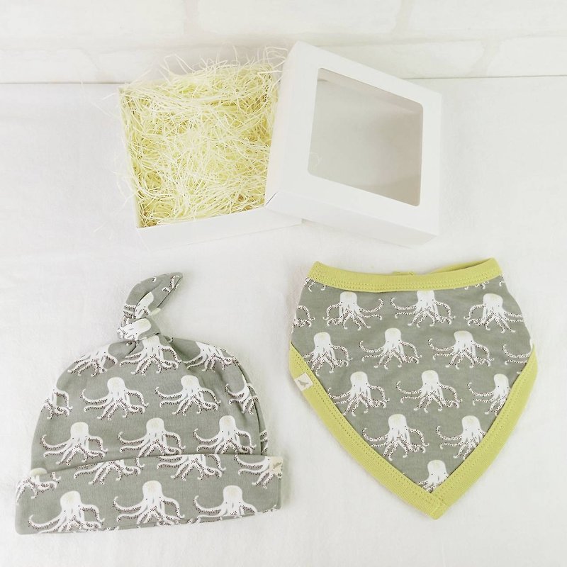 Hat & Bib - Featured Marl Gift Box Christmas Gift - Baby Gift Sets - Cotton & Hemp 
