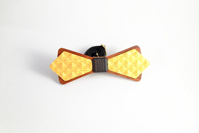 Wooden tie natural wood texture tie 3D WOOD TIE Millimeter classic yellow wedding couple photo - เนคไท/ที่หนีบเนคไท - ไม้ สีเหลือง