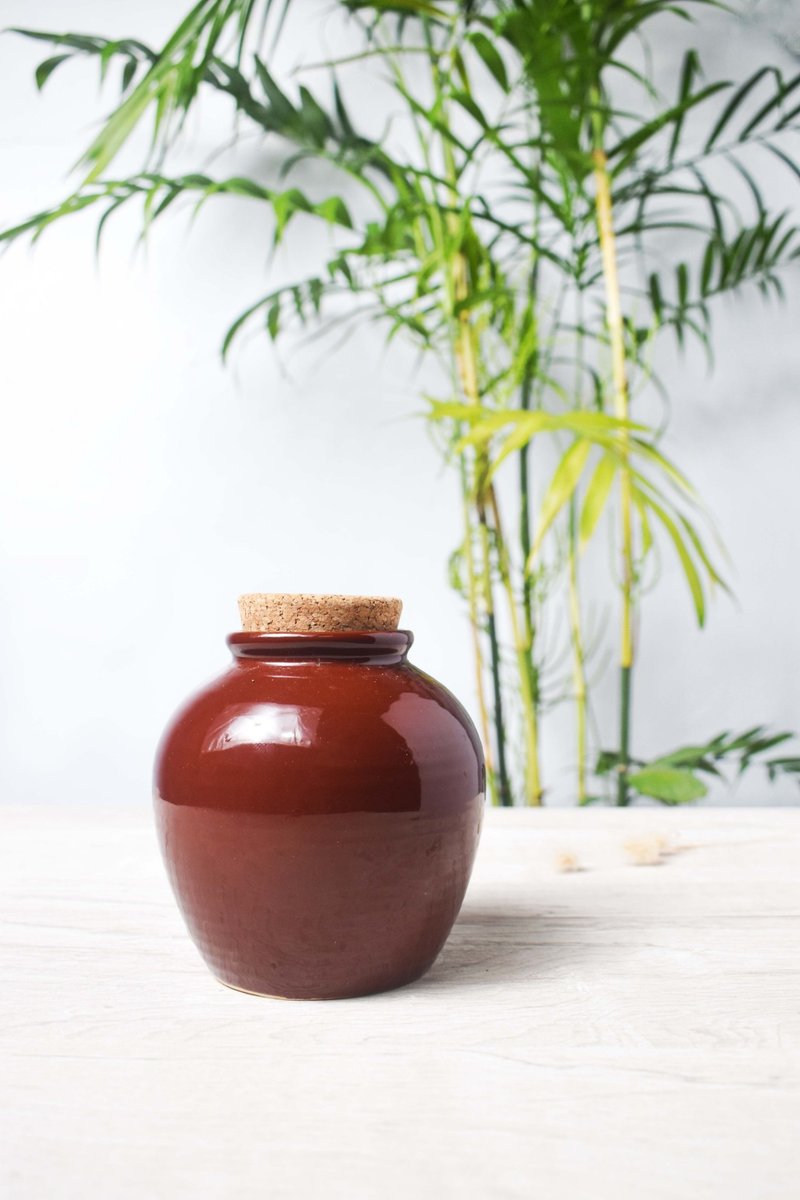 李的綠意花園 新中式復古陶罐 收納罐 茶葉罐 擺件 裝飾品 花瓶 - 花瓶/花器 - 陶 咖啡色