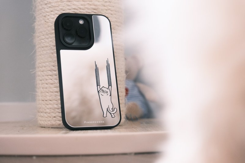 Watch Out! Misanthrope Cat Mirror Phone Case - เคส/ซองมือถือ - พลาสติก สีดำ