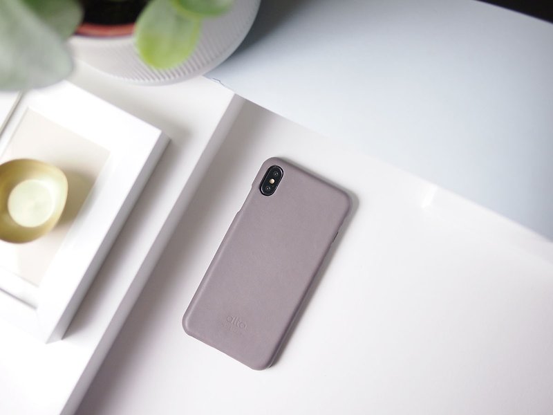 真皮手機殼背蓋 iPhone Xs Max Original-灰-客製化刻字禮物 - 手機殼/手機套 - 真皮 灰色