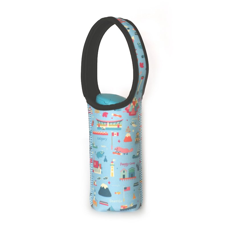[寂寞星球] 水壺提袋 - 世界小島 - 水壺/水瓶 - 聚酯纖維 藍色