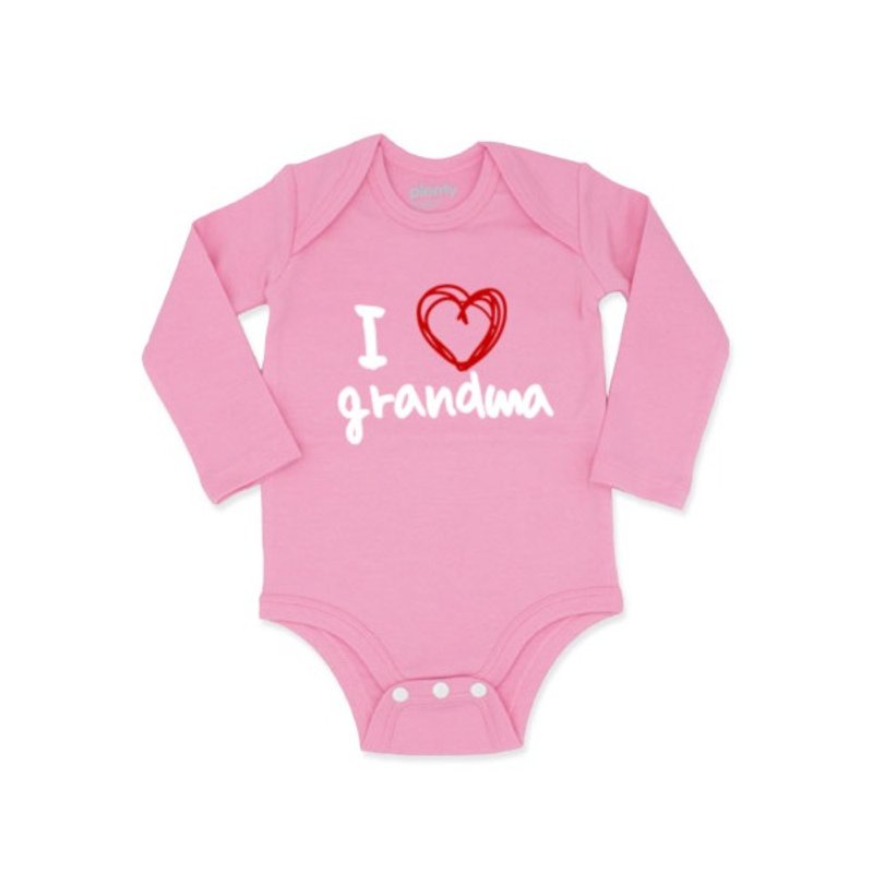 長袖包屁衣 連身衣 I love grandma - 嬰兒連身衣/包被/包巾 - 棉．麻 