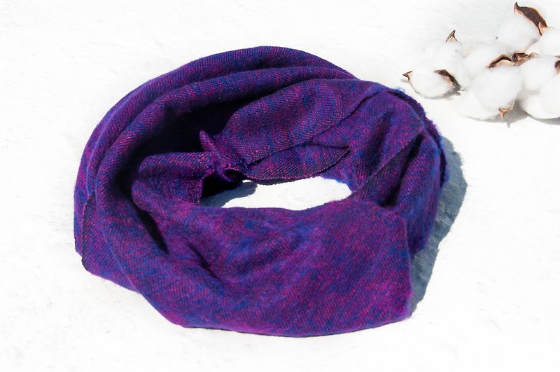 Christmas gift pure wool scarf / handmade knit scarf / woven scarf / pure wool scarf - blue purple stars - ผ้าพันคอ - ขนแกะ สีม่วง