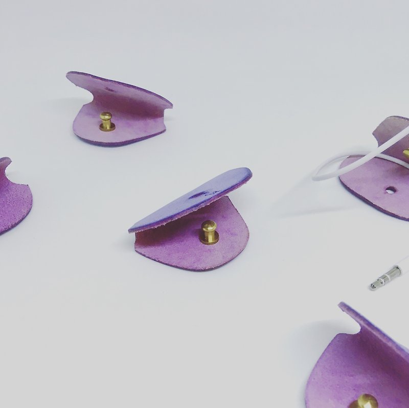 Winter limited color - Lavender purple leather reel utility props - ที่เก็บสายไฟ/สายหูฟัง - หนังแท้ 