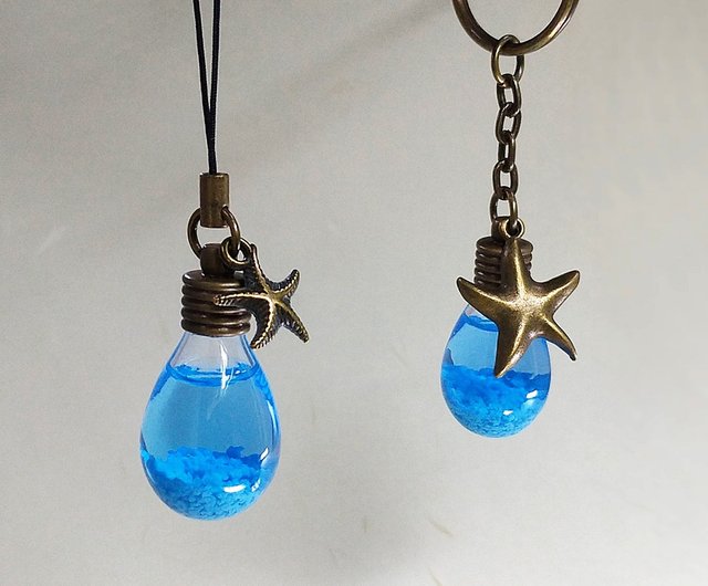 Blue tears keychain glow in the dark cell phone charm strap