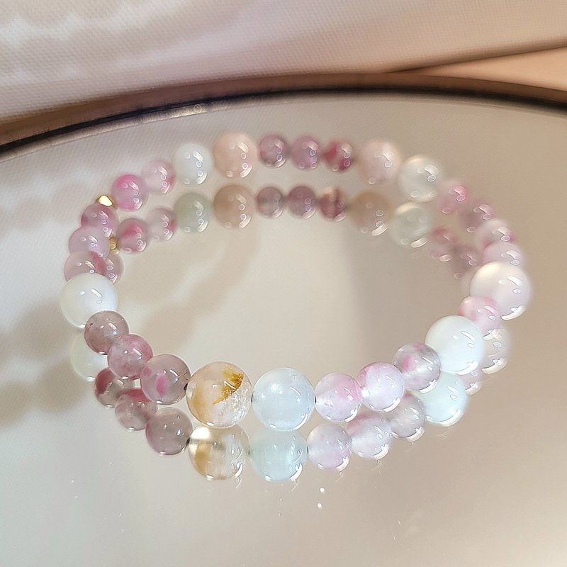 •Sakura rain under the moonlight•Colorful bracelets - Bracelets - Crystal Pink