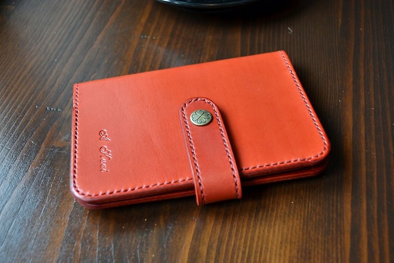 Genuine leather cowhide hand-made passport holder ID bag for overseas travel can be customized color free printing - Passport Holders & Cases - Genuine Leather Red