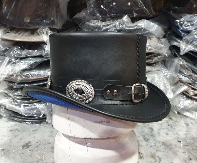 アンブッシュ　AMBUSH レザー帽子トーク帽黒レザー54センチ　ビンテージ帽子 アンブッシュ AMBUSH レザー帽子トーク帽黒レザー54センチ