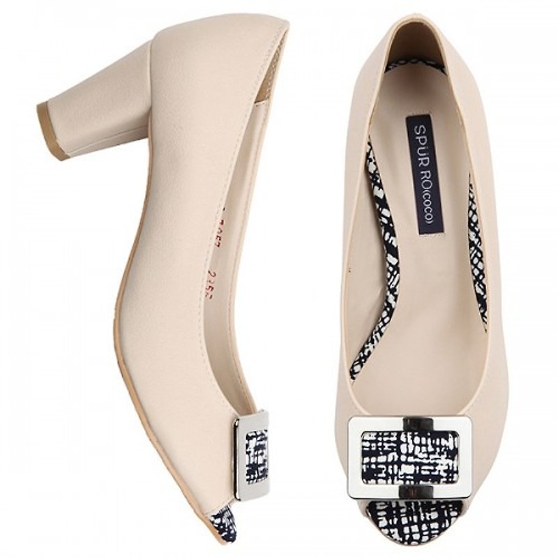【Korean Style】SPUR Painted oblong heels HS7057 BEIGE - Women's Casual Shoes - Faux Leather 