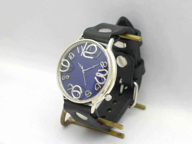 GRANDAD2-SV カラーダイアルBL/BK 手作り時計 HandCraftWatch  特大JUMBO (JUM116BSV BL/BK) - 腕時計 - 金属 ブルー