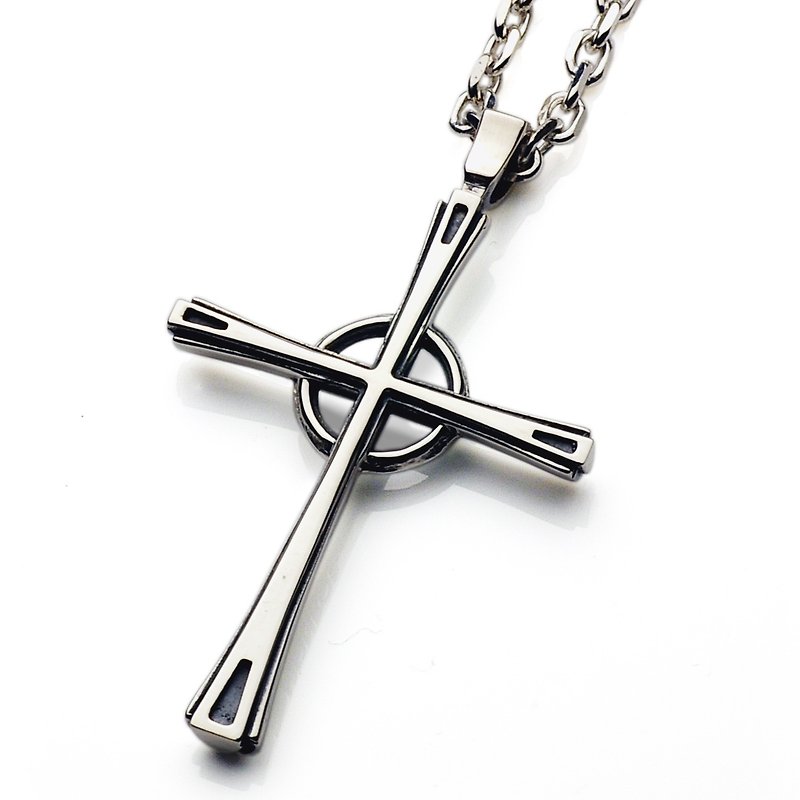 mens corss necklace,sterling silver,biker necklace,gothic necklace,made in japan - สร้อยคอ - เงินแท้ 