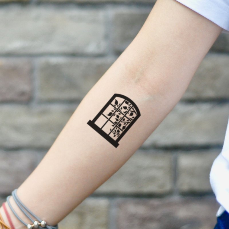 Window Temporary Tattoo Sticker (Set of 2) - OhMyTat - Temporary Tattoos - Paper Black