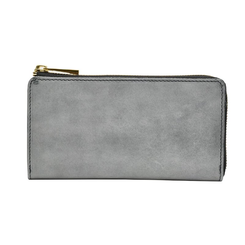 TIDY Classic 讓您的錢包保持整潔 栃木皮革白L 形拉鍊長款錢包 Named Navy JAW026 - 錢包/皮夾/長短夾 - 真皮 藍色