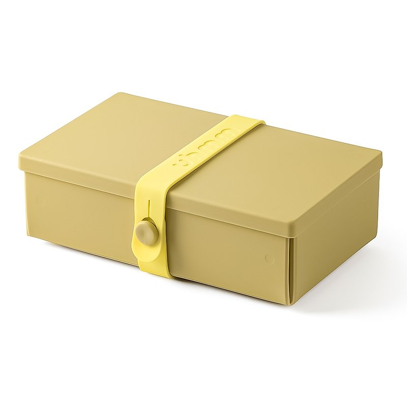 [New Color] Danish uhmm Eco-Friendly Folding Lunch Box (Olive Green Lunch Box x Lemon Yellow Buckle) - กล่องข้าว - วัสดุอีโค สีกากี