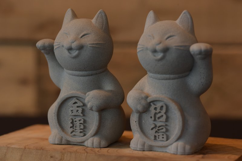 [New Year Gift] 15cm Cement Expansion Lucky Cat Lucky Cat - Stuffed Dolls & Figurines - Cement Gray
