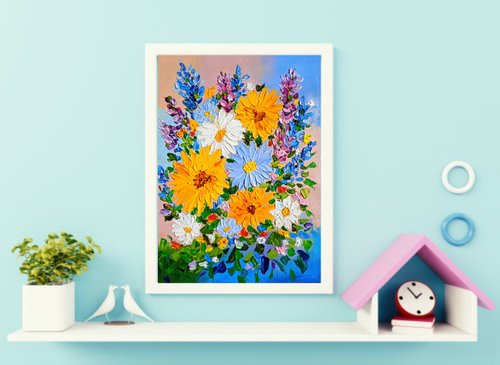油絵, \"カモミールとデート\" 油絵, 