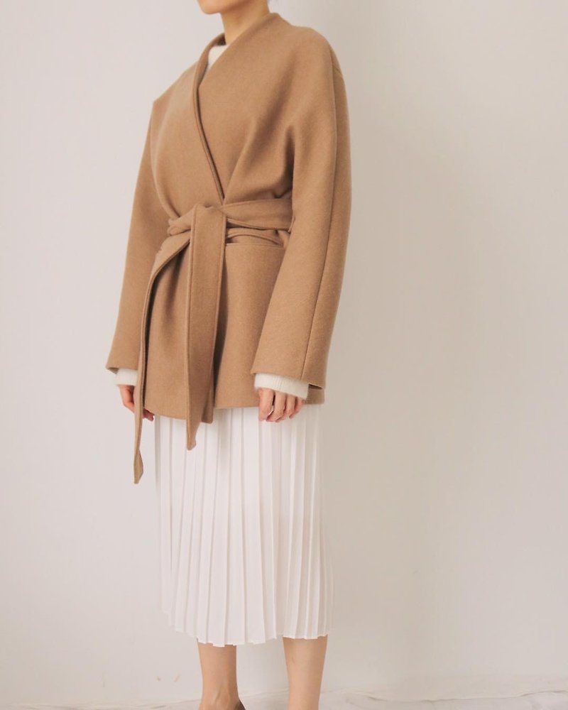 Ishiji Kimono Jacket 和服式羔羊毛短大衣 - 女大衣/外套 - 羊毛 