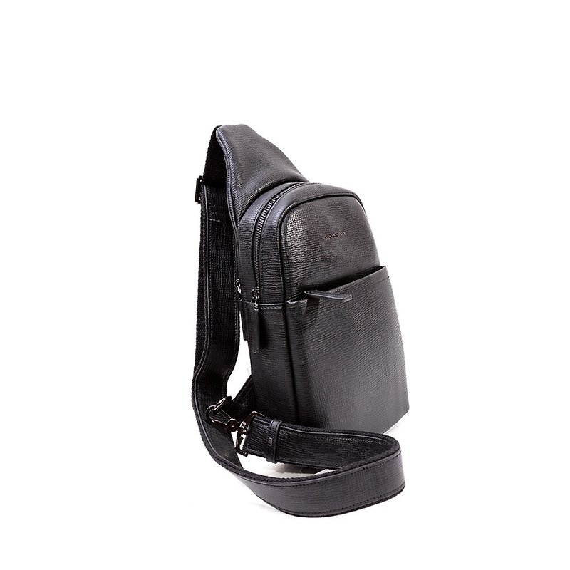 CUMAR RHOMBUS S CHEST BAG - Messenger Bags & Sling Bags - Genuine Leather Black