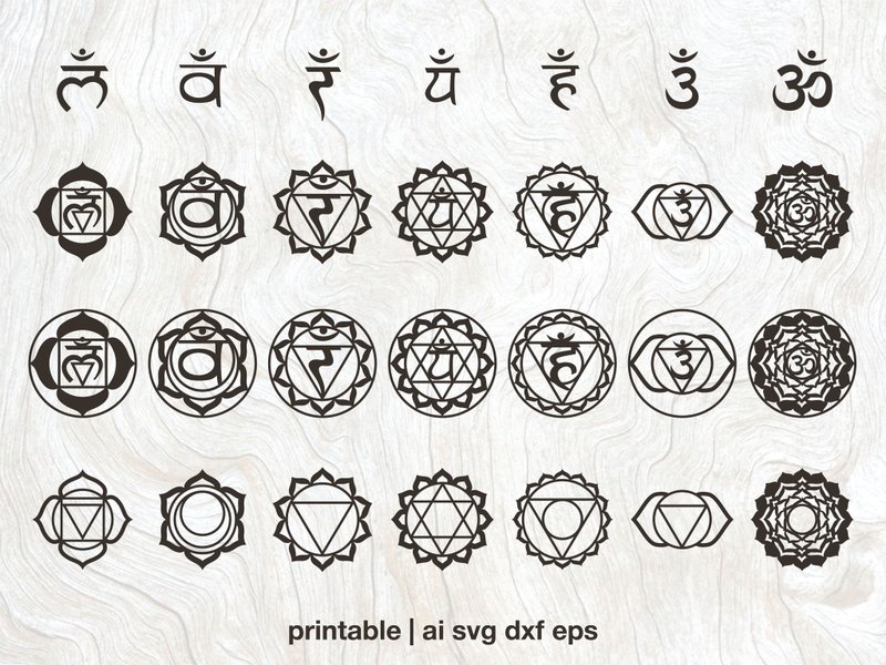 Chakras Vector, Chakra svg chakra art sacral chakra laser cut svg png dxf ai eps - 圖文模板設計 - 其他材質 
