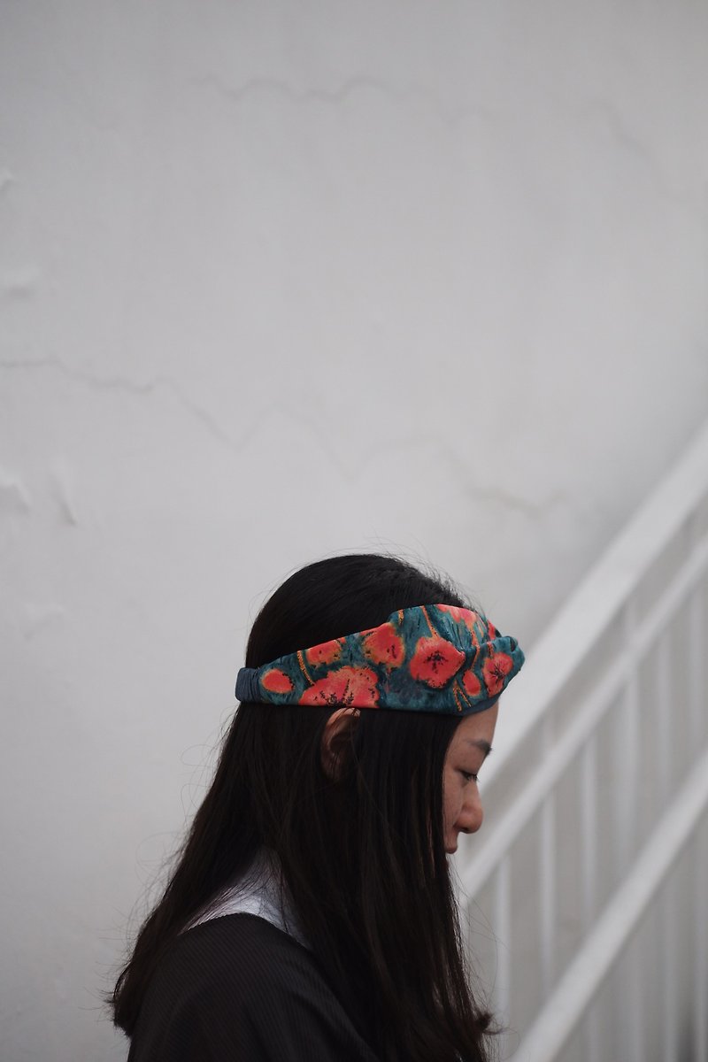 Cross headband made of British Liberty fabric - ที่คาดผม - ผ้าฝ้าย/ผ้าลินิน สีส้ม
