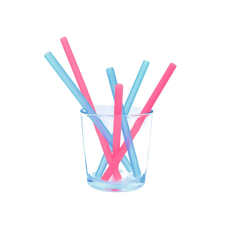 U.S. GoSili 6pcs Eco-friendly Silicone Straw Set (Three Sizes) - Red and Blue - Reusable Straws - Silicone Red