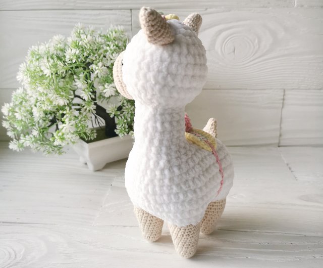 Crochet Plush Alpaca Llama Doll 8.5 Toy Knited Soft Plush Hand Amigurumi