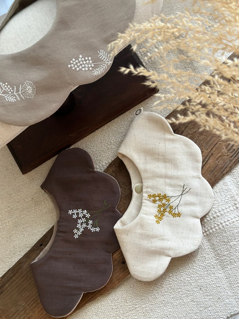 Linen cotton embroidered bib/headband - Bibs - Cotton & Hemp 