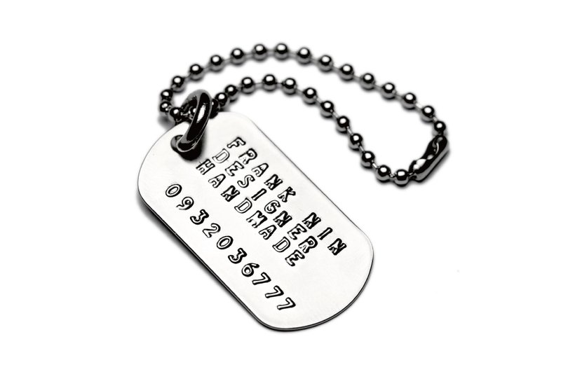 DOGTAGS美式軍風不鏽鋼客製紀念名牌/銘牌/吊牌/鑰匙圈/寵物名牌 - 鑰匙圈/鑰匙包 - 不鏽鋼 銀色