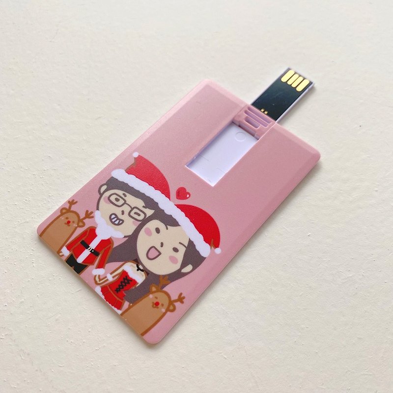The most wanted Christmas gift Customized hand-painted Q version business card flash drive 64G double-sided printing - แฟรชไดรฟ์ - วัสดุอื่นๆ หลากหลายสี