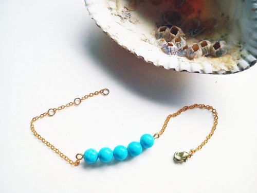 irisjjewellery 綠松石 Turquoise 5粒裝手鏈 100%自家設計手工製-Long Vocation系列