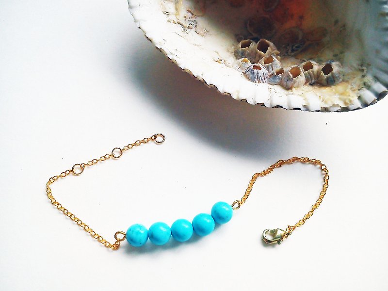 Turquoise 5 pieces of turquoise bracelet 100% self-designed hand-made-Long Vocation series - Bracelets - Other Metals Gold