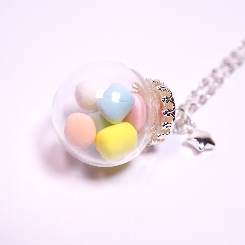 *Playful Design* Marshmallow in Glass Ball Necklace - สร้อยติดคอ - ดินเหนียว หลากหลายสี