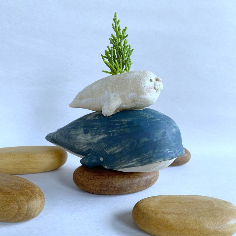 藍鯨與海豹花瓶 / 手工陶瓷 - 花瓶/花器 - 陶 多色