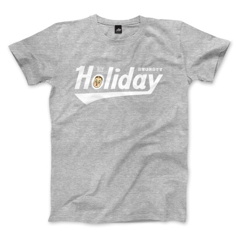 Holiday 保羅先生簽名款 - 中性版T恤 - 深麻灰 - 男 T 恤 - 棉．麻 灰色
