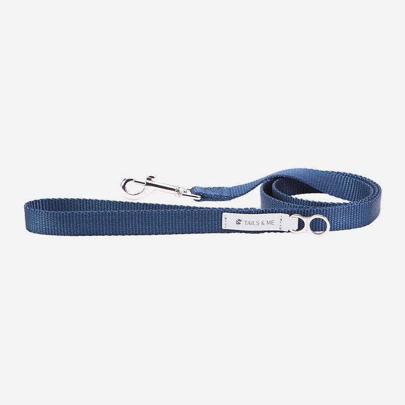 【Tail and Me】 Classic nylon strap leash dark blue - ปลอกคอ - ไนลอน 