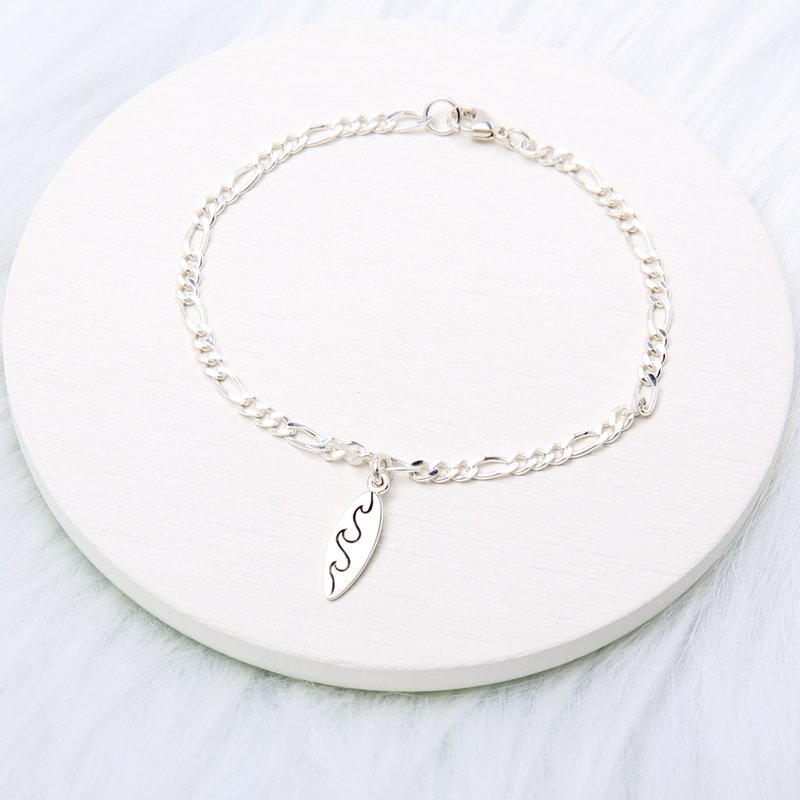 【Angel & Me】Surfboard s925 sterling silver bracelet model birthday gift - Bracelets - Sterling Silver Silver