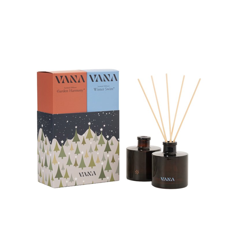 VANA Home Diffuser Set of Two - Nordic Garden & Winter Swimming Soda - Fragrances - Essential Oils Multicolor