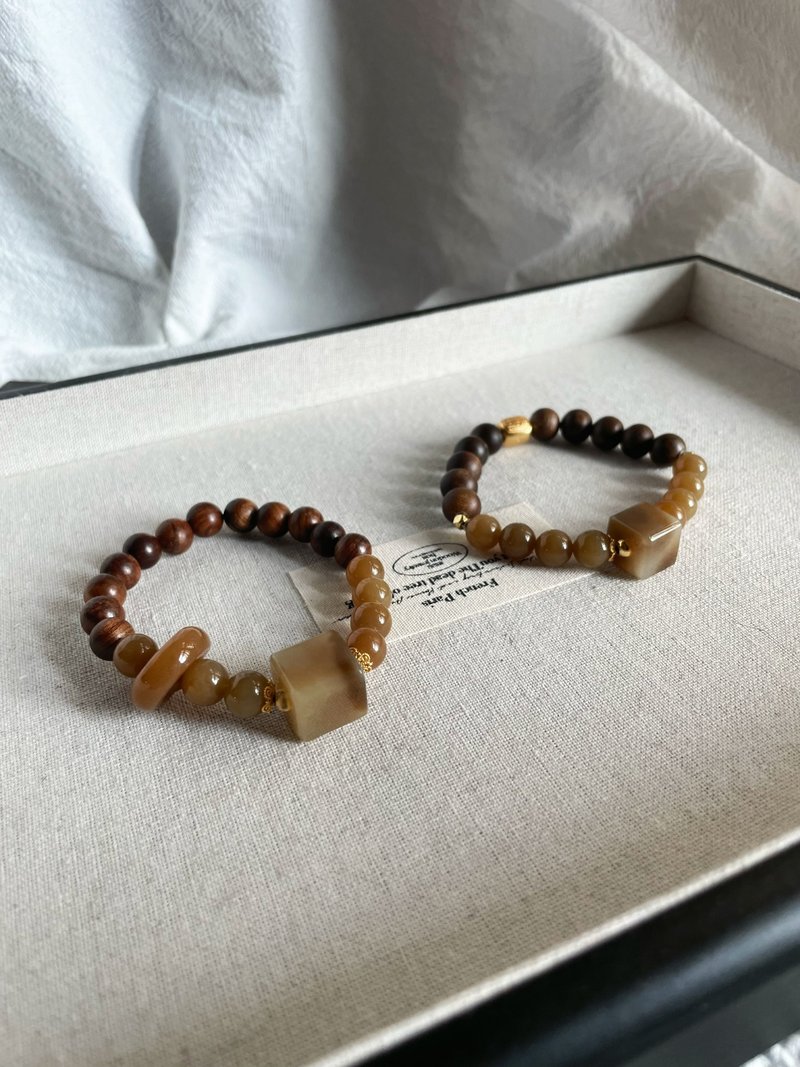 Natural Hotan Jade Sugar Jade Bracelet Bracelet Size 15cm Tangsu T142 T143 - Bracelets - Jade Brown