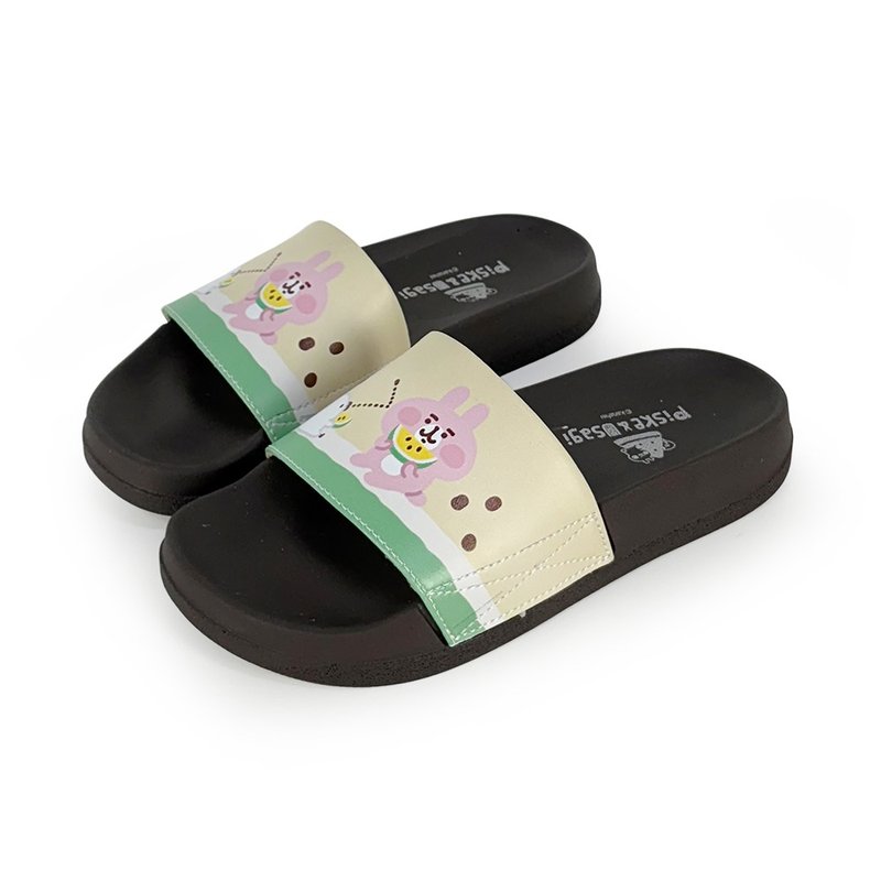 Paidal x 卡娜赫拉的小動物  小玉西瓜皮質一片式運動拖鞋 - 拖鞋 - 人造皮革 黃色