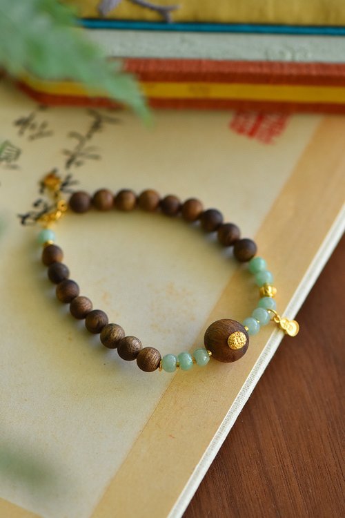 Angel's tears 天使之淚 Jewelry Design 天然沈香珠/沉香珠 天然翡翠設計單圈手串手持fs