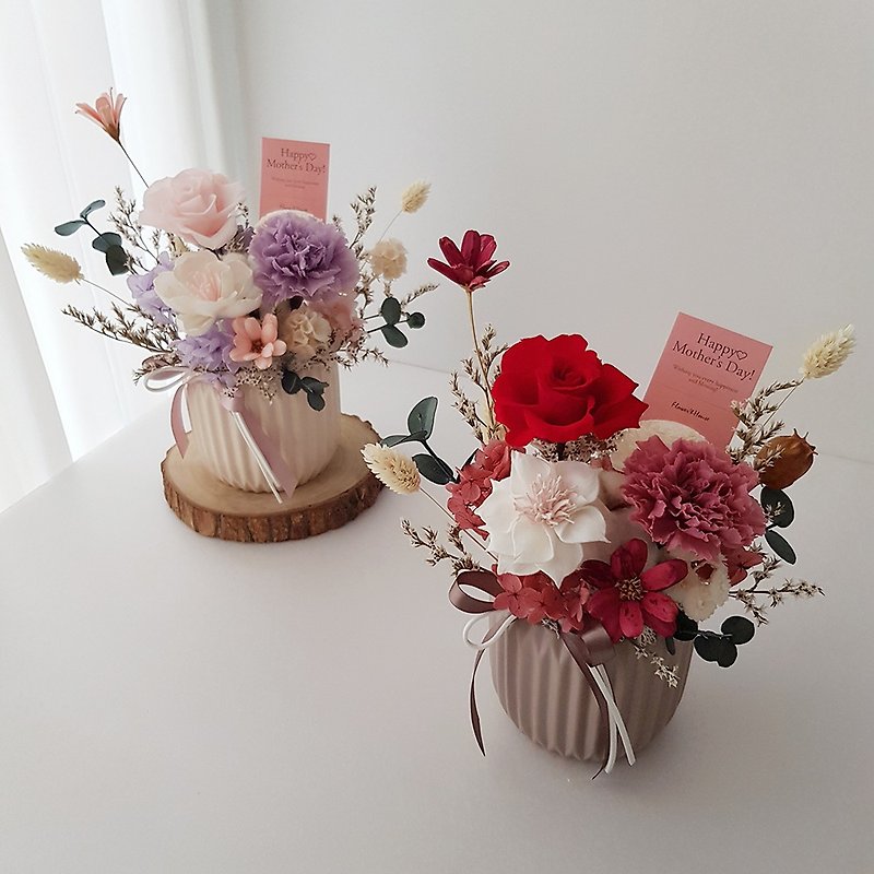 Preserved flowers + dried flowers | Red velvet berries | Preserved potted flowers for home decoration birthday congratulations - ช่อดอกไม้แห้ง - พืช/ดอกไม้ สีแดง
