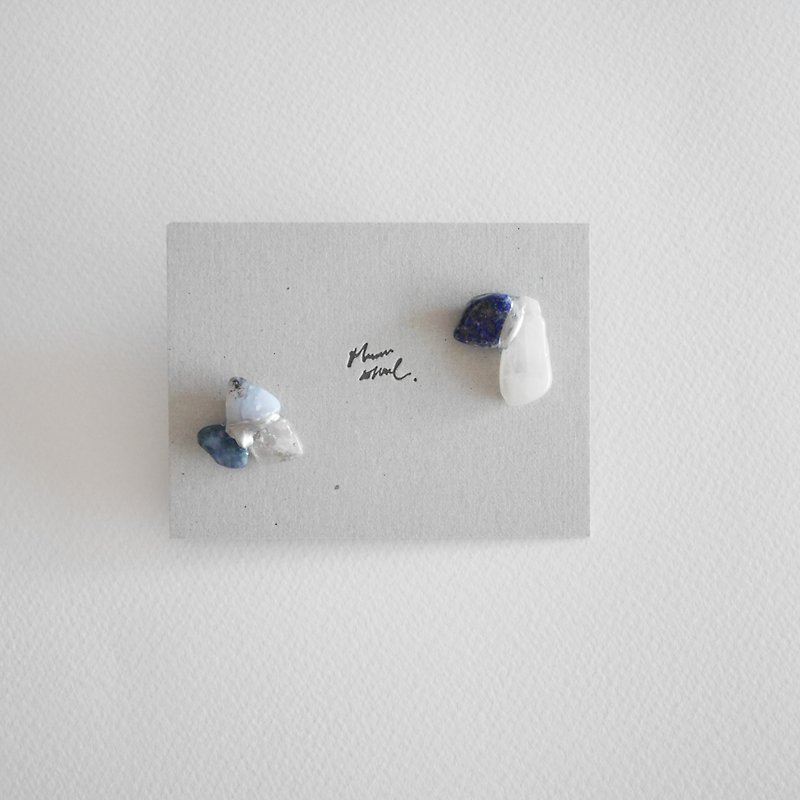 Jin Ji earrings ピアス / イヤリング | Silver sea no.66 - ต่างหู - เครื่องประดับพลอย สีน้ำเงิน