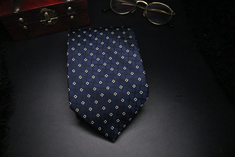 Blue silk small square tie / gentleman business suit necktie - Ties & Tie Clips - Silk Blue