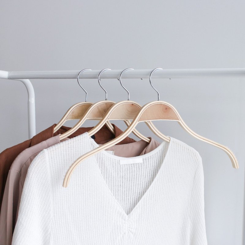 Textured wooden hanger, wood color (ten groups)/clothing hook storage/exchange gifts - ตะขอที่แขวน - ไม้ สีกากี